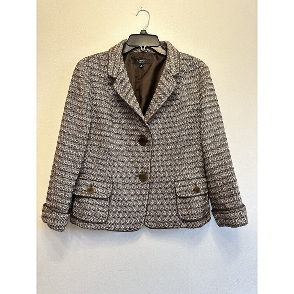 Talbots Blazer Jacket Womens 16 Brown Button Front Wool Blend Satin Lined - Picture 1 of 14